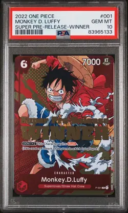 One Piece Card Game Super Pre-Release Winner P-001 Luffy PSA10 - Image 1