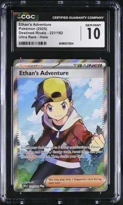(PSA) CGC 10 Ethan's Adventure Destined Rivals Full Art Trainer Pokemon Card 221 - Image 1