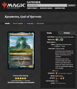 2020 MTG Magic the Gathering Commander Legends Foil Karametra God of Harvests - Image 3