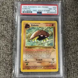 PSA 8 Kabuto 50/62 W Gold Stamp Top Deck Magazine December 1999 English Pokemon - Image 1