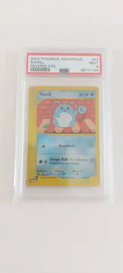 2003 Pokemon Aquapolis Marill Reverse Holo Foil #53 PSA 9 Mint Low Pop - Image 1