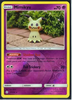 2019 POKEMON MIMIKYU 97/236 COSMIC ECLIPSE - RARE- REVERSE HOLO- NM/LP (M97A) - Image 1