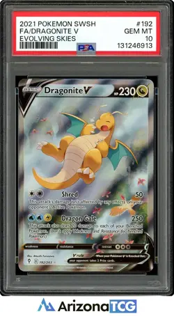 Pokemon 2021 Dragonite V 192/203 Alt Art Evolving Skies GEM MINT PSA 10 - Image 1