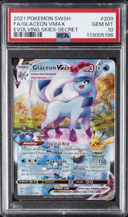 2021 POKEMON SWORD & SHIELD EVOLVING SKIES SECRET FULL ART/GLACEON VMAX PSA 10 - Image 1