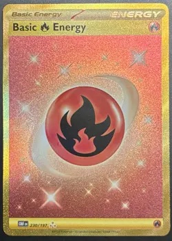 Pokemon Obsidian Flames Fire Energy 230/197 Hyper Rare Gold Holo Textured NM/M - Image 1