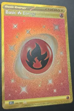 Pokemon Obsidian Flames Fire Energy 230/197 Hyper Rare Gold Holo Textured NM/M - Image 2