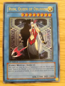 YUGIOH! Ruin, Queen of Oblivion SOI-EN034 1st Edition Ultimate Rare NM - Image 1