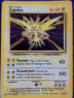 Pokemon TCG Zapdos Base Set Holo Unlimited Rare Card 16/102 ?? - Image 1