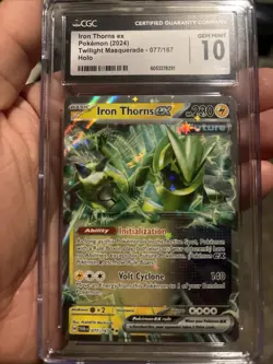 CGC 10 Iron Thorns EX 077/167 Twilight Masquerade Double Rare Pokemon Card - Image 3