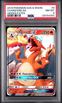 Charizard GX 9 2019 Pokemon Sun & Moon Hidden Fates PSA 8 NM-MINT Graded Card - Image 1
