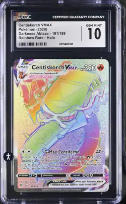 Pokemon Darkness Ablaze 191/189 Centiskorch VMAX Rainbow Rare CGC 10 GEM MINT - Image 2