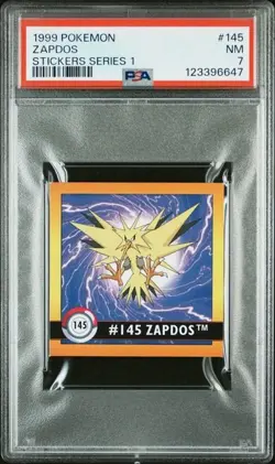 1999 Pokemon Series 1 Stickers Zapdos #145 Vintage PSA 7 NM - Image 1