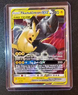 Pikachu & Zekrom GX ULTRA RARE 33/181 SM Team Up Set Pokemon TCG NM HOLO - Image 1