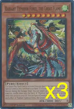 3x Yugioh Radiant Typhoon Fonix, the Great Flame DOOD-EN017 Ultar Rare - Image 1