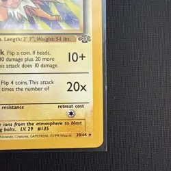 Jolteon 20/64 Base Set Series Jungle RARE 1999 Pokemon Card TCG WOTC LP - Image 4