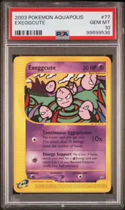 2003 Pokemon Aquapolis # 77 Exeggcute Non Holo PSA 10 Card GEM MINT! Free Ship! - Image 1