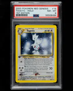 TOGETIC PSA 8 NM-MT 1ST EDITION Neo Genesis Holo Rare Pokemon Card 16/111 WOTC - Image 1