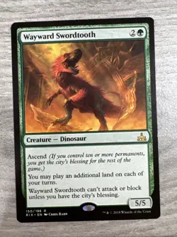 Wayward Swordtooth - Rivals of Ixalan #150 Regular Rare LP Lightly Played MTG - Image 1