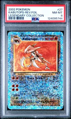 2002 POKEMON LEGENDARY COLLECTION #27 KABUTOPS-REVERSE FOIL PSA 8 - Image 1