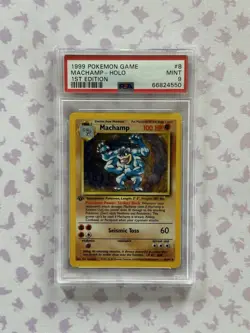 1999 Pokemon TCG WOTC Machamp 1st Edition Base Holo - PSA 9 Mint - Image 1