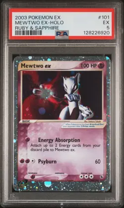 2003 POKEMON EX RUBY & SAPPHIRE #101 MEWTWO EX-HOLO PSA 5 - Image 1