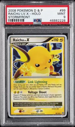 2008 POKEMON DIAMOND & PEARL STORMFRONT #99 RAICHU LV.X-HOLO PSA 9 - Image 1