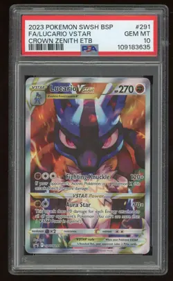 2023 POKEMON LUCARIO VSTAR SWSH BLACK STAR PROMO #291 FULL ART PSA 10 - Image 1