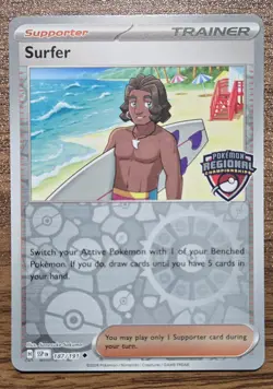 Pokemon Reverse Holo Surfer 187/191 Surging Sparks Regional Promo Card - Image 1