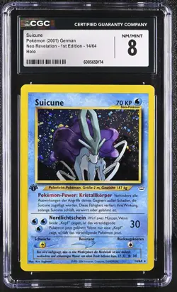 CGC 8 German Suicune 2001 Neo Revelation 1st Edition 14/64 Holo Pokemon Card - Image 1