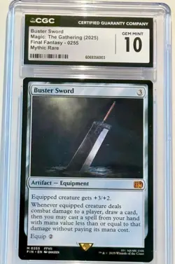 CGC GEM MINT 10 "Buster Sword" Magic: The Gathering FF (0255) Mythic Rare *NICE* - Image 1