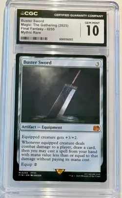 CGC GEM MINT 10 "Buster Sword" Magic: The Gathering FF (0255) Mythic Rare *NICE* - Image 3