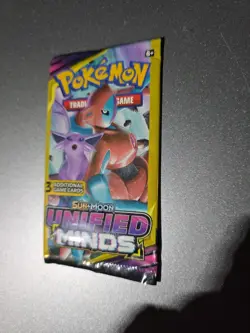 Pokemon Card - Unified Minds - Sun & Moon - 3 Card Mini Booster Pack New Sealed - Image 1