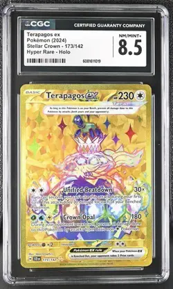 Terapagos EX Hyper Rare #173 - CGC NM/MINT+ 8.5 - 2024 Stellar Crown - Pokemon - Image 1