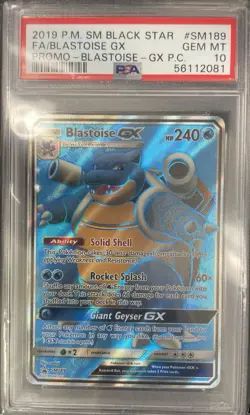 Pokemon 2019 Blastoise GX SM189 Promo PSA 10 Black Star Promo - Image 1