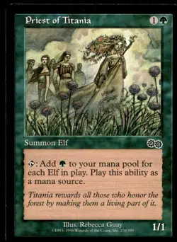 MTG Priest of Titania LP Light Play Urza's Saga [4571] - Image 1