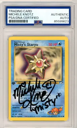 PSA Michele Knotz Signed Misty's Staryu 090/132 Gym Heroes Regular Pokemon TCG - Image 1