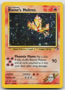 Pokemon Card WoTC Blaine’s Moltres Gym Heroes Holo Rare 1/132 - LP - Image 1