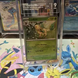 Pokemon Prismatic Evolutions Leafeon Poke Ball Reverse Holo 005/131 TAG 9 Mint - Image 1