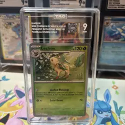 Pokemon Prismatic Evolutions Leafeon Poke Ball Reverse Holo 005/131 TAG 9 Mint - Image 3