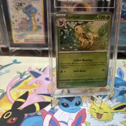 Pokemon Prismatic Evolutions Leafeon Poke Ball Reverse Holo 005/131 TAG 9 Mint - Image 4