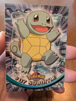 1999 Topps Pokemon TV Animation Edition Series 1 #7 Squirtle Black Topps Logo - Image 1