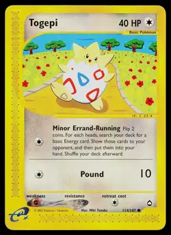 Pokemon Card - Togepi Aquapolis 114/147 Common Non Holo - Image 1