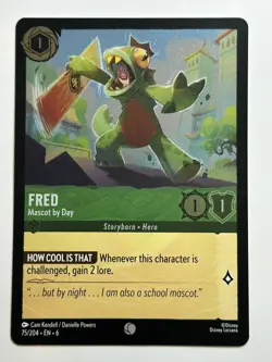 Fred - Mascot by Day Cold Foil Azurite Sea 75/204 NM Lorcana Card - Image 1