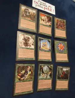 Lot 9 cartes mtg visions set partiel verte 9/13 1996 Magic The Gathering Wizards - Image 1