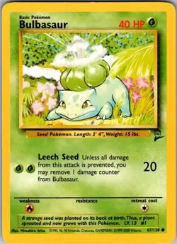 Pokemon TCG Bulbasaur 67/130 Base Set 2 - WOTC Vintage LP - Image 1