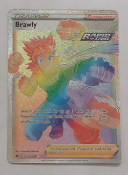 Pokemon Brawly Trainer Card - Rapid Strike Holo Rare 212/198 - Image 1
