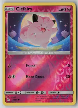 Clefairy 39/68 Pokemon Hidden Fates Reverse Holo Near Mint 1 - Image 1