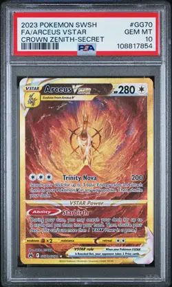 PSA 10 Arceus VSTAR GG70/GG70 Crown Zenith Gold Secret Rare Pokemon Card - Image 1