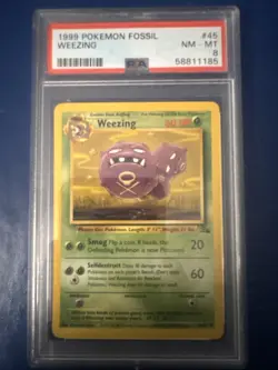 Pokemon TCG Weezing Fossil 45/62 Regular Unlimited Uncommon - PSA 8 - Image 1