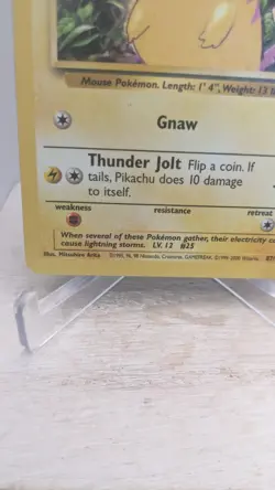 Vintage Pokemon TCG WOTC #87/130 Pikachu Base Set 2 Common Card - LP - Image 3